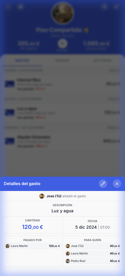 Vista previa del gasto